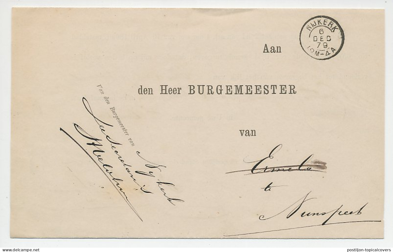 Twee-letterstempel Nijkerk 1879 - Storia Postale