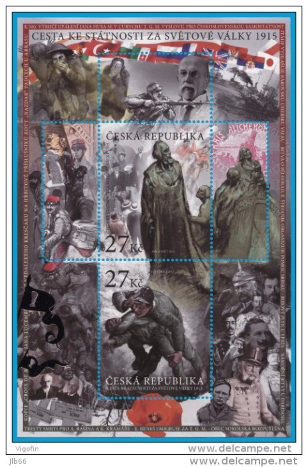 BF 57 ** 2015 Histoire Tchèque : Jan Hus Montagne Blanche Soldats 1ère Guerre Mondiale - Blocks & Sheetlets