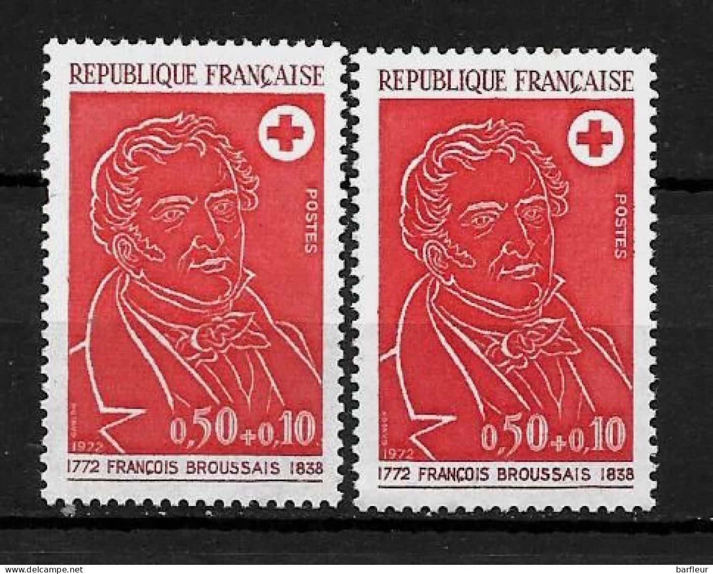 Année 1972 : Y. & T. N° 1736 ** Nuance De Rouge Entre Les 2 Timbres Ex 2 - Neufs