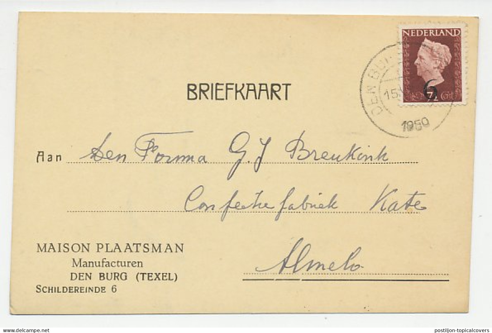 Firma Briefkaart Den Burg Texel 1950 - Manufacturen - Non Classificati