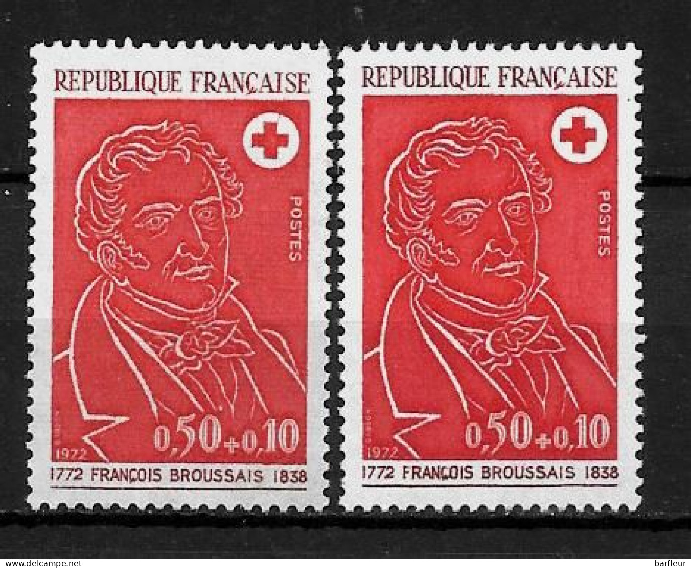 Année 1972 : Y. & T. N° 1736 ** Nuance De Rouge Entre Les 2 Timbres Ex 3 - Ongebruikt