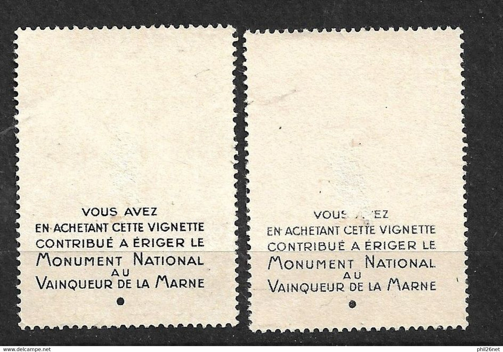 France 2 Vignettes De Souscription Pour Monument à Joffre Vainqueur Bataille De La Marne Neufs B/TB    Voir Scans Soldé - Vignettes Militaires