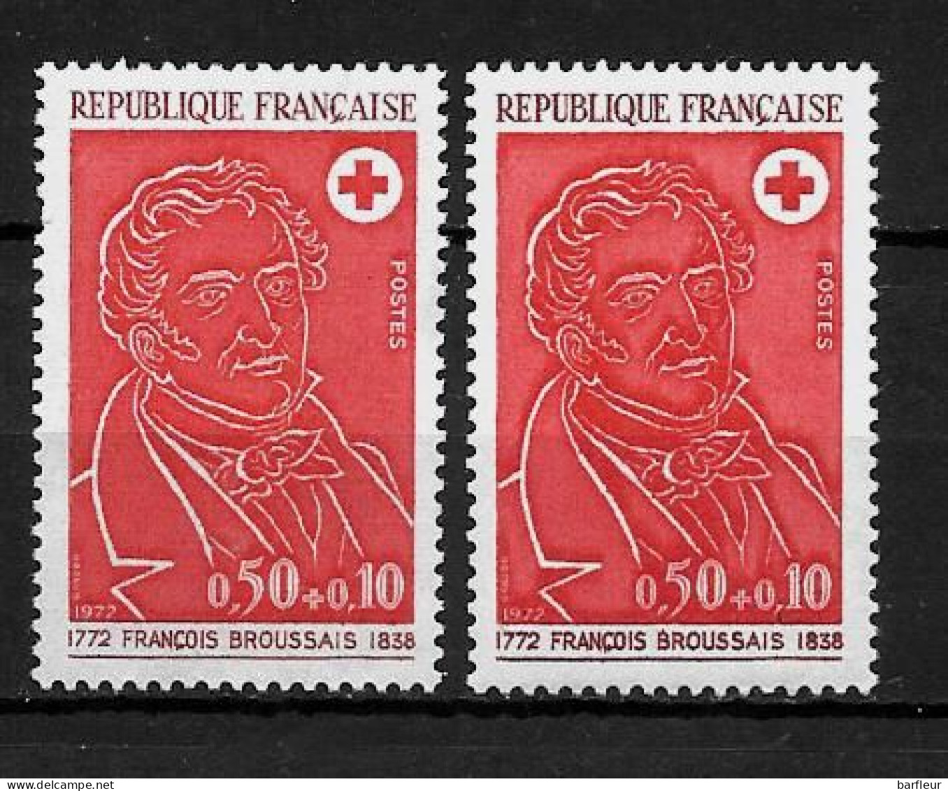 Année 1972 : Y. & T. N° 1736 ** Nuance De Rouge Entre Les 2 Timbres Ex 4 - Unused Stamps