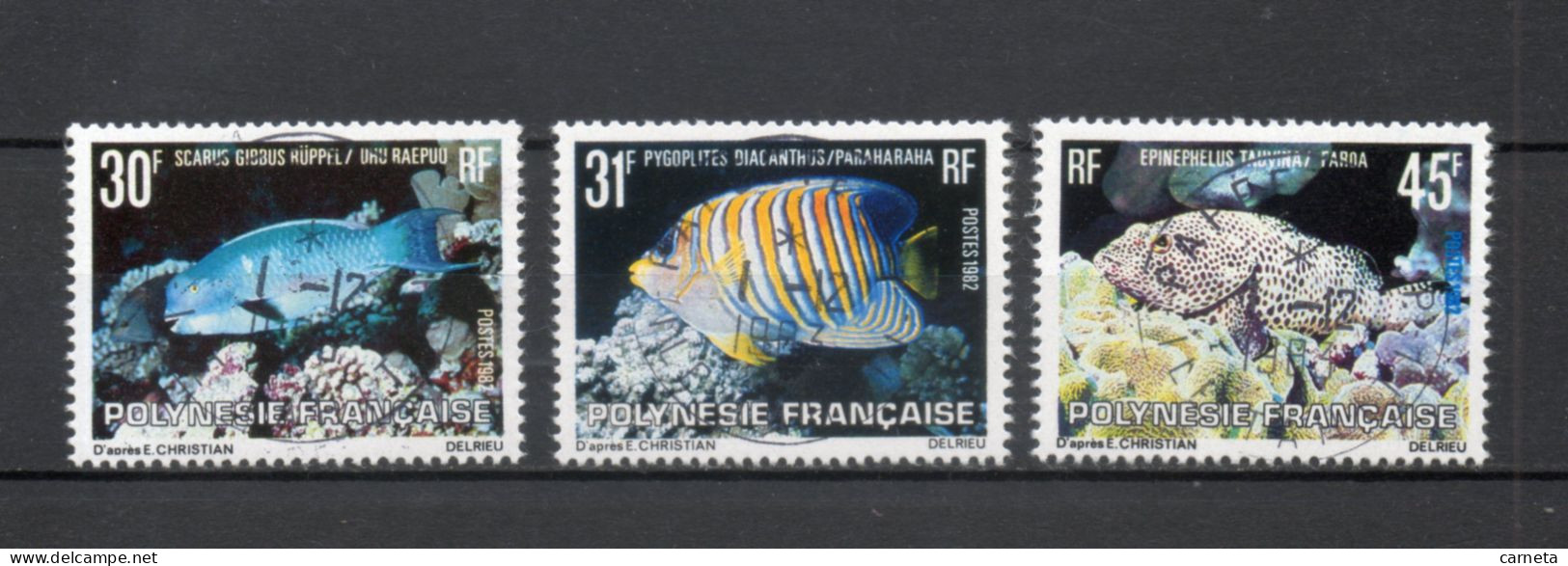 POLYNESIE    N°  174 à 176   OBLITERES   COTE  3.20€   POISSON ANIMAUX FAUNE - Usati