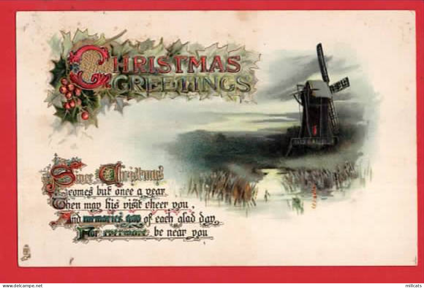 CHRISTMAS  + WINDMILL EMBOSSED   RAPHAEL TUCK  CHRISTMAS SERIES - Tuck, Raphael
