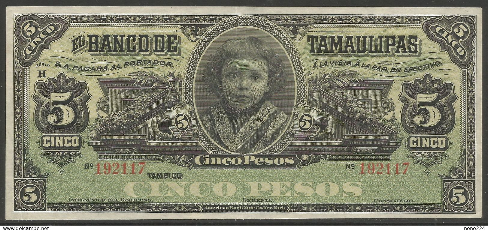 Billet De 1902/14 ( Mexique / Tamaulipas 5 Pesos ) - Mexiko