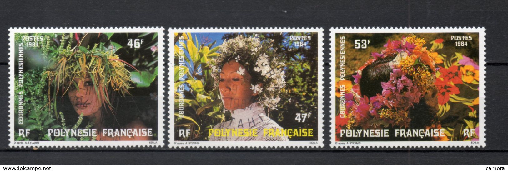 POLYNESIE    N°  219 à 221   OBLITERES   COTE  2.55€    FOLKLORE FEMME - Usati