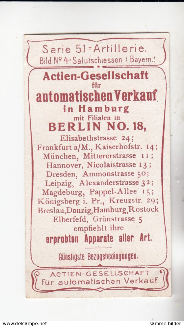 Actien Gesellschaft  Artillerie Salutschiessen ( Bayern )    Serie  51 #4 Von 1900 - Stollwerck