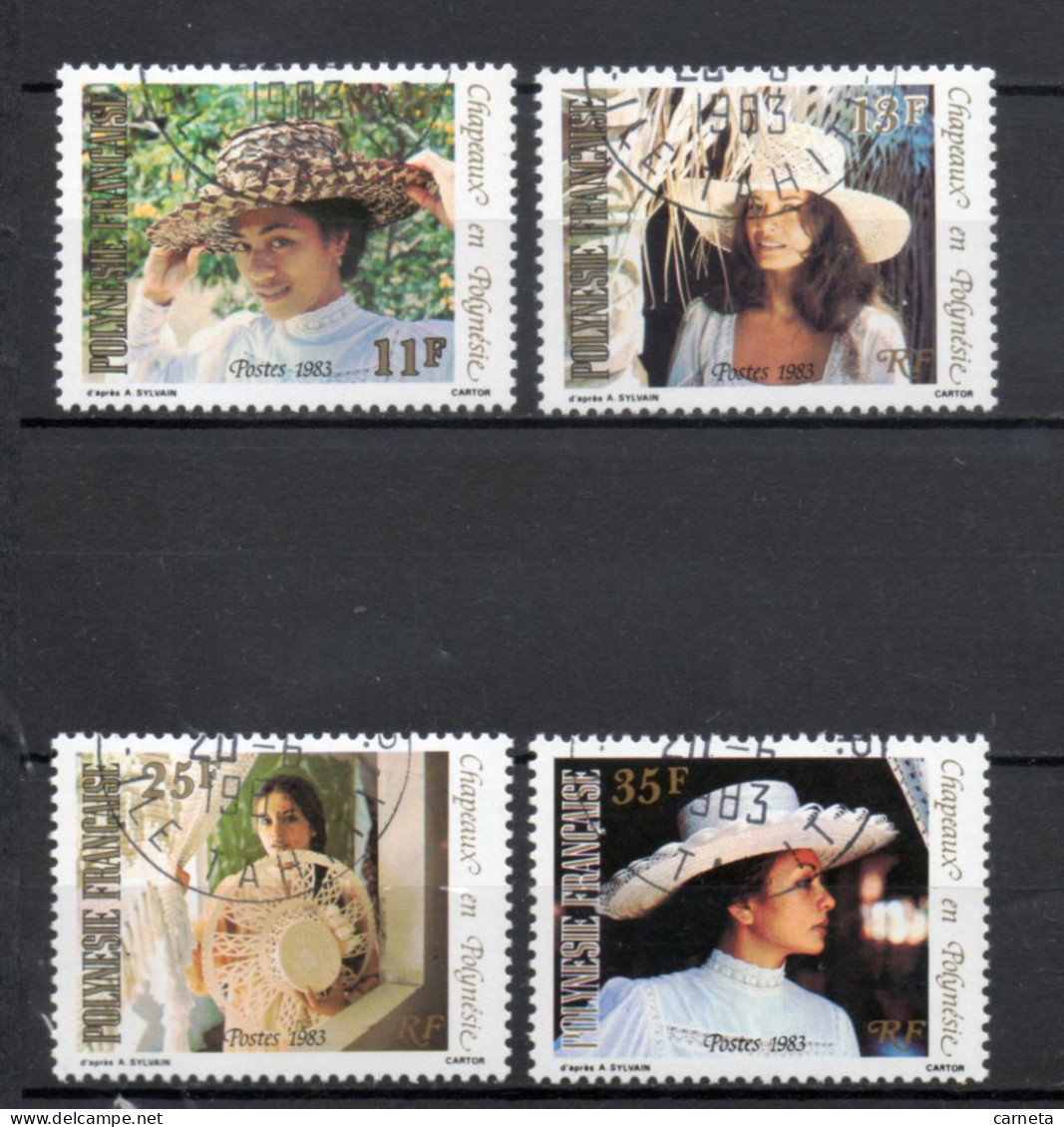 POLYNESIE    N°  198 à 201   OBLITERES   COTE  2.00€    CHAPEAUX  FEMME - Gebruikt