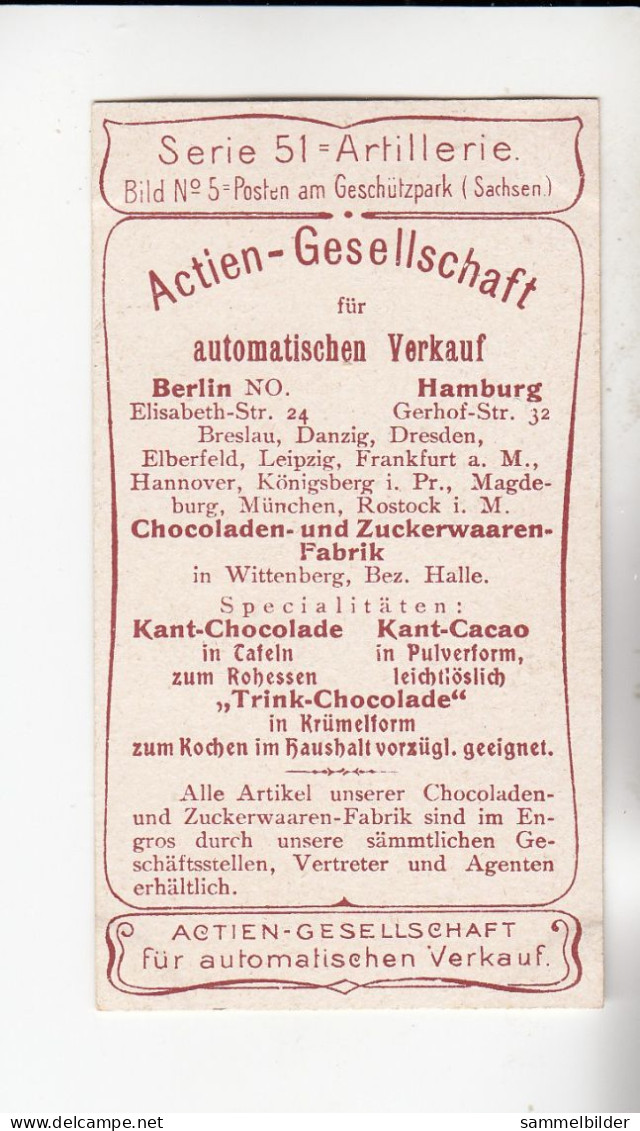 Actien Gesellschaft  Artillerie Posten Am Geschützpark  ( Sachsen )    Serie  51 #5 Von 1900 - Stollwerck