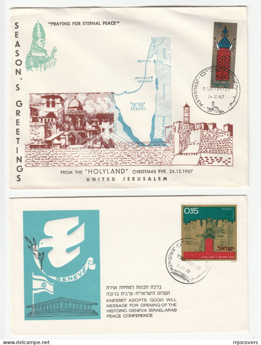 PEACE 1967 & 1973 ARAB ISRAEL Peace CONFERENCE 73 & Holyland Jerusalem POPE MESSAGE Christmas Eve ISRAEL 67 - Covers & Documents