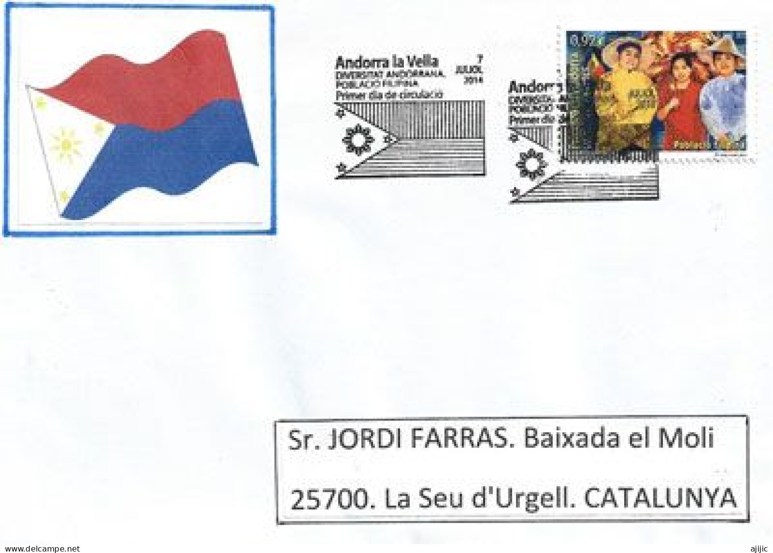 Communauté Philippine D'Andorre/Comunidad Filipina De Andorra  FDC 2014 ANDORRA - Storia Postale