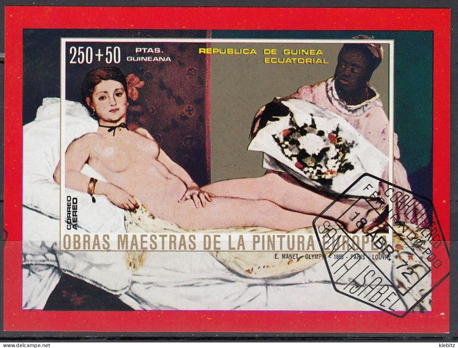 Guinea Ecuatorial 1973 - Akt Gemälde, Manet, Painting - Block - Naakt