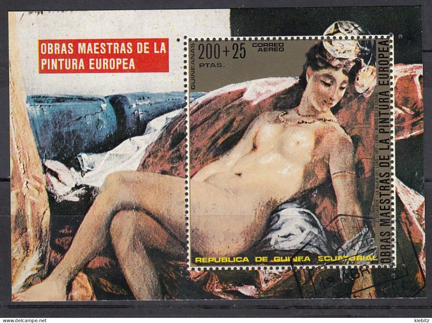 Guinea Ecuatorial 1973 - Akt Gemälde, Delacroix, Painting - Block - Desnudos