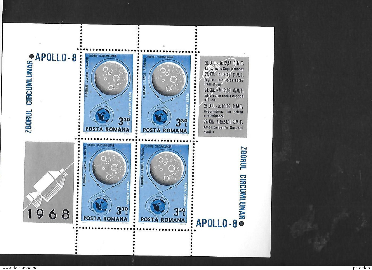 Roumanie Apollo8 1968 NSC - Otros & Sin Clasificación