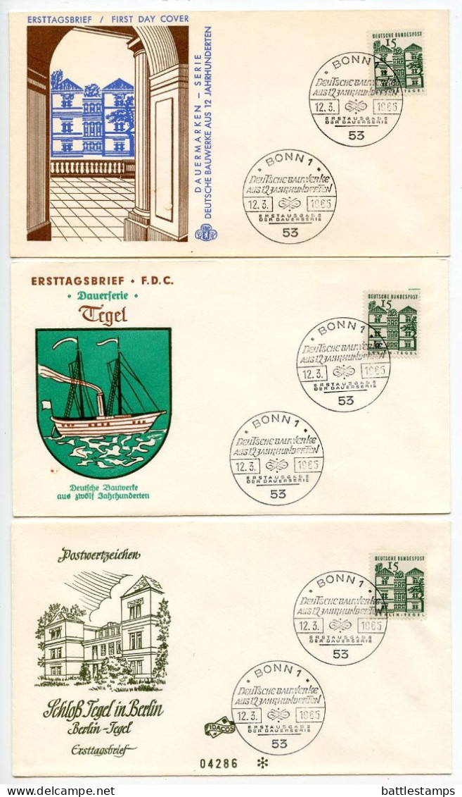 Germany, West 1964-66 19 FDCs Architecture Dresden, Berlin, Lorch, Pfalz, Ellwangen, Neubrandenburg, Soest & Weissenburg - 1961-1970