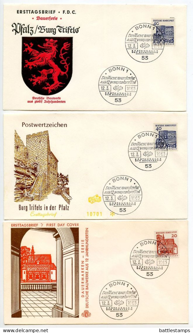 Germany, West 1964-66 19 FDCs Architecture Dresden, Berlin, Lorch, Pfalz, Ellwangen, Neubrandenburg, Soest & Weissenburg