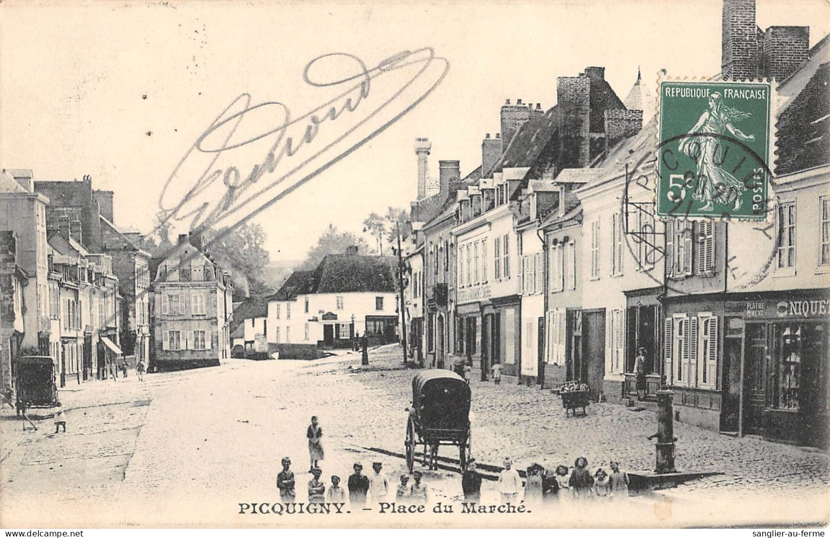 CPA 80 PICQUIGNY / PLACE DU MARCHE - Andere & Zonder Classificatie