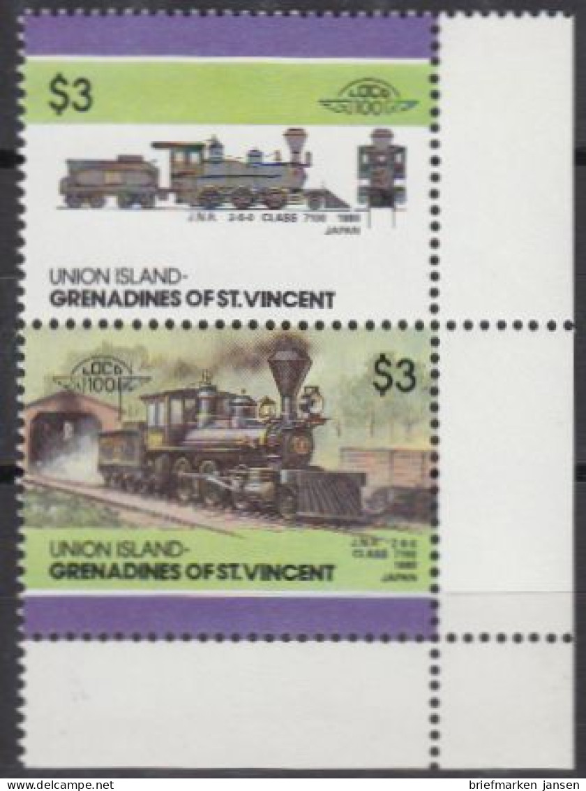 St.Vincent-Grenadi.-Union Isl. Mi.Nr. Zdr.154-55 Lokomotiven, Class 7100 (2 W.) - St.Vincent Und Die Grenadinen