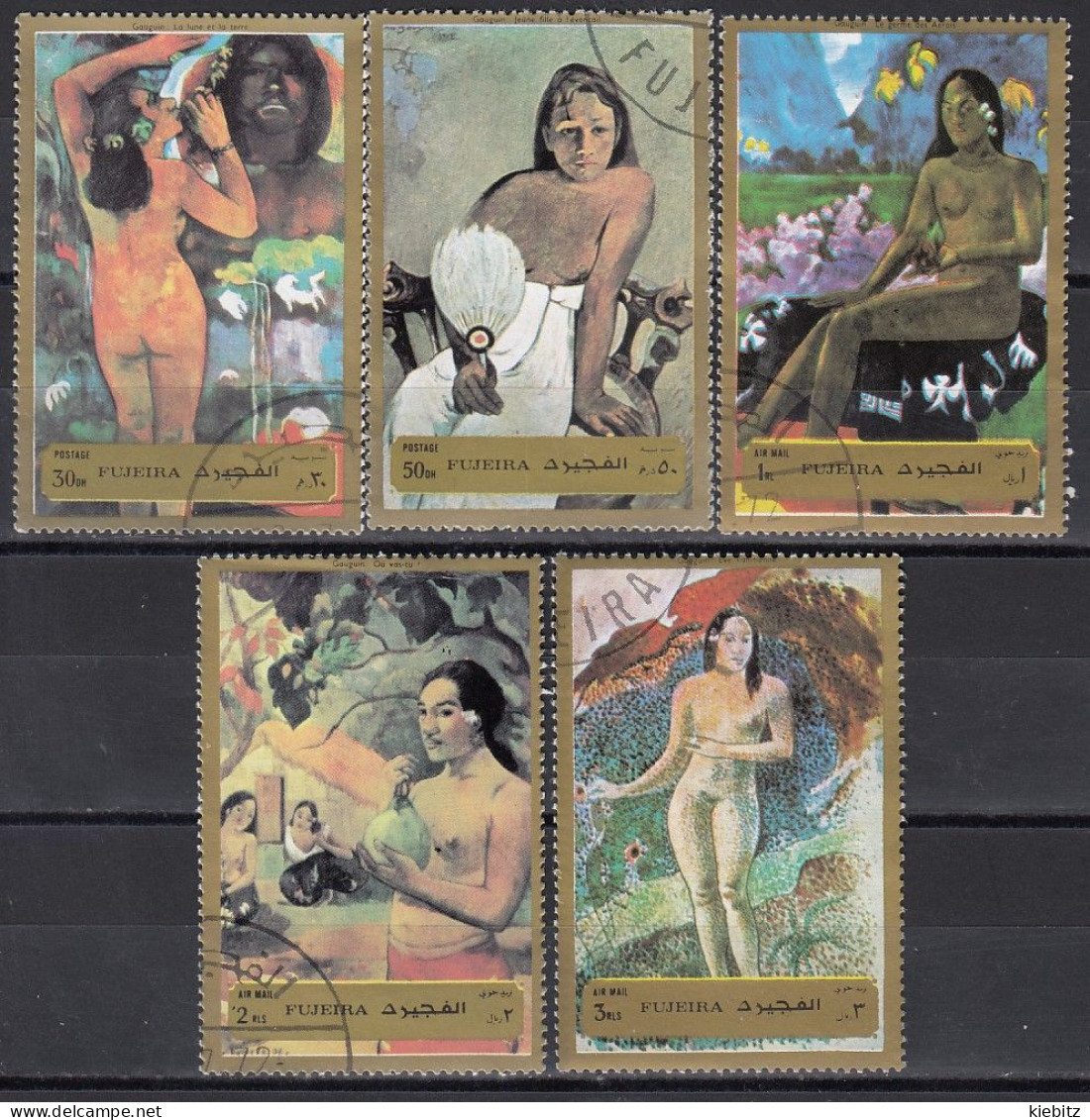 FUJEIRA 1972 - Akt Gemälde Gaugin- MiNr: 1252-1258 5x Used - Nudes