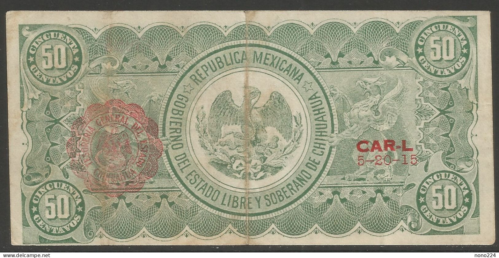 Billet De 1914 ( Mexique 50 Centavos / Estado De Chihuahua ) - Mexique