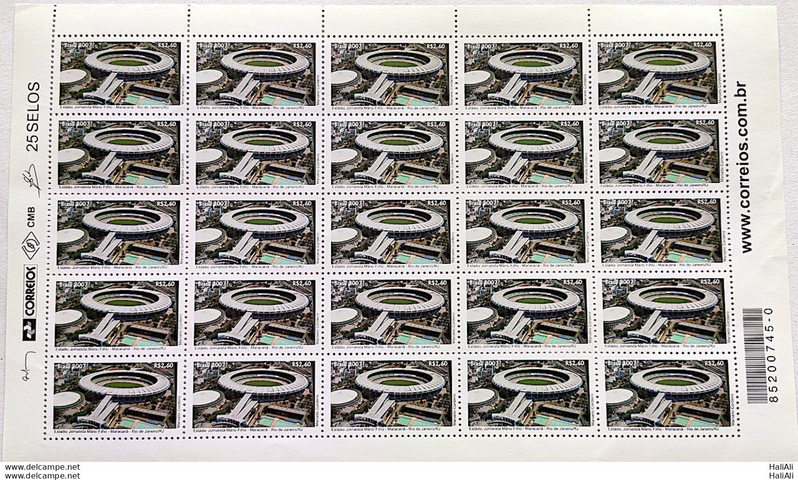 C 2686 Brazil Stamp Football Stadium Maracana 2007 Sheet - Unused Stamps