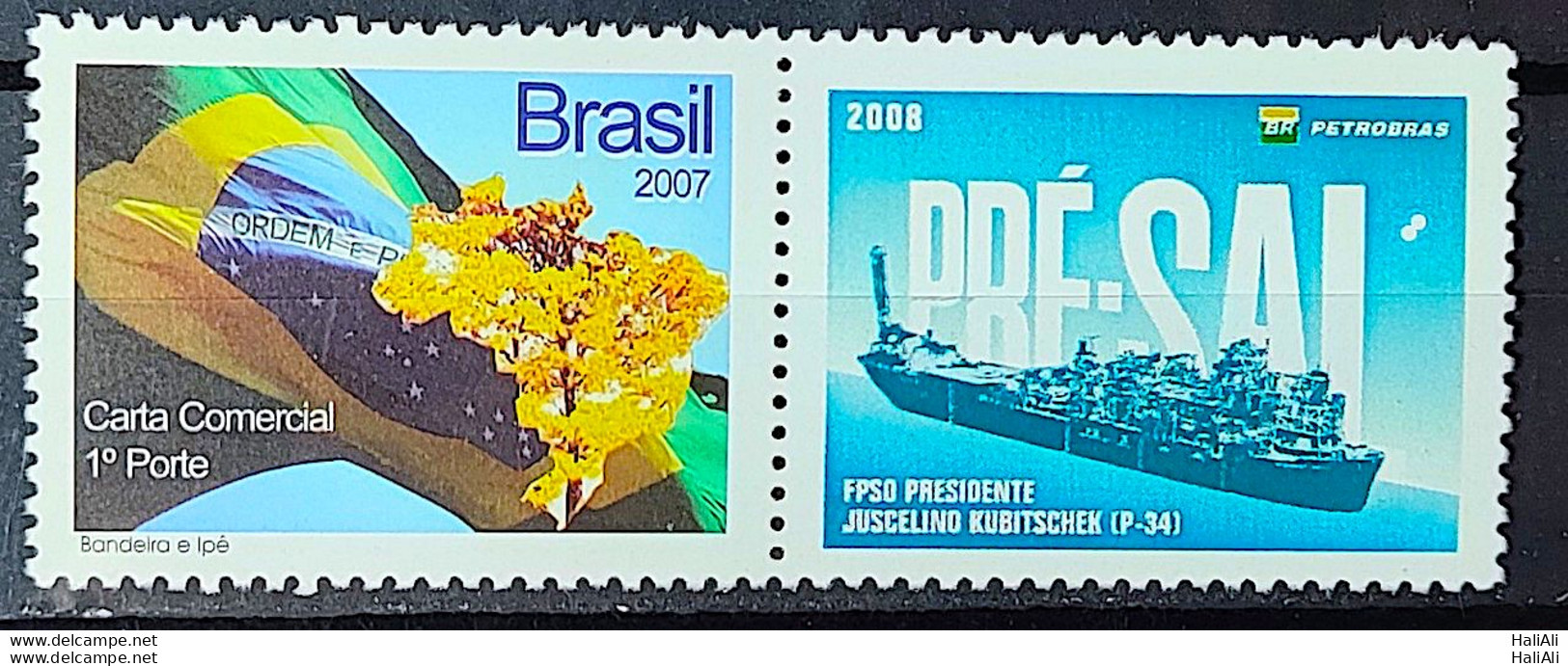 C 2677 Brazil Personalized Stamp Ipe Flag Petrobras Pre Salt Ship Energiy 2007 - Personalized Stamps