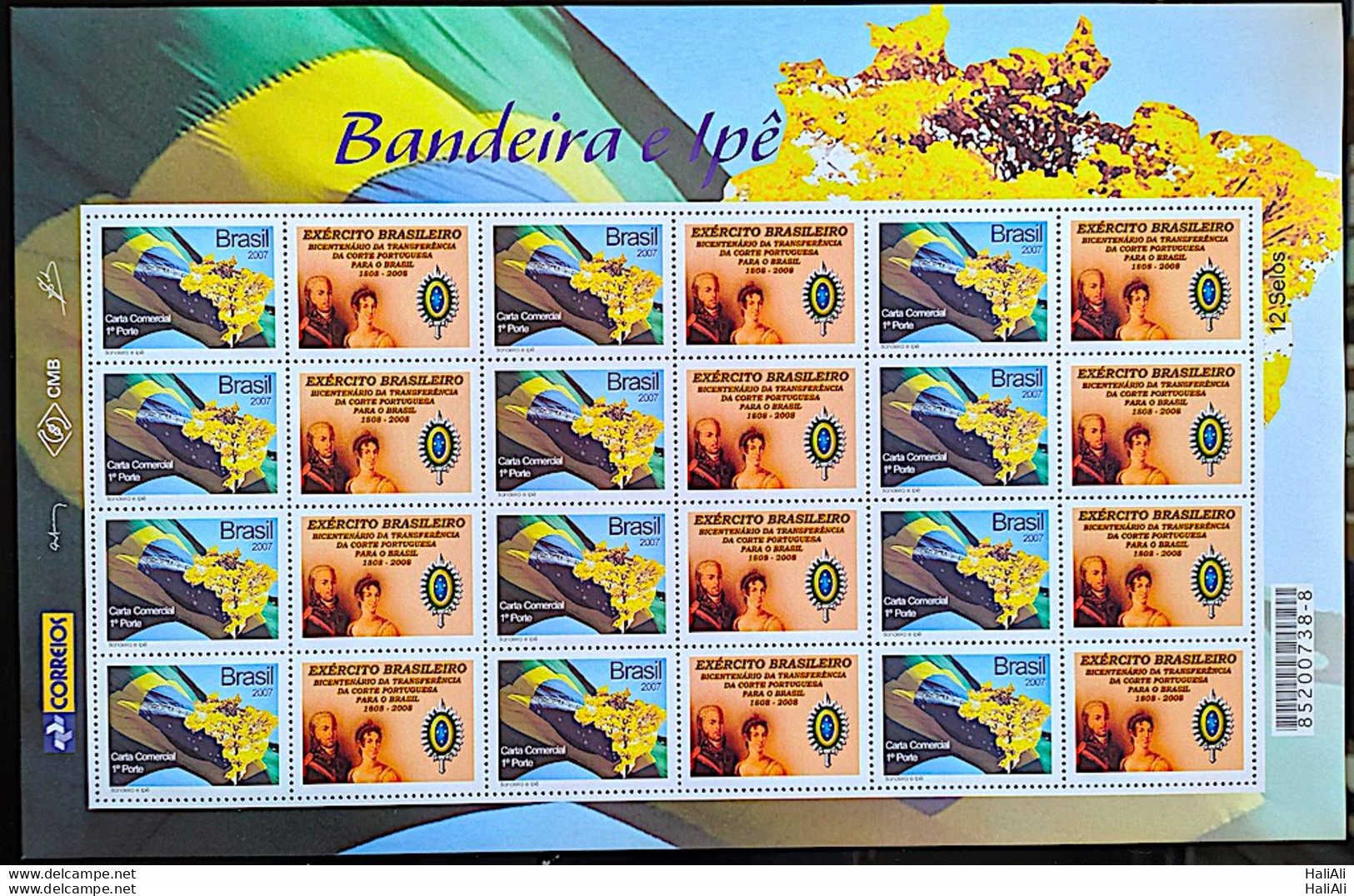 C 2677 Brazil Personalized Stamp Ipe Flag Map 2007 Printed Horizontal Military Army Sheet - Gepersonaliseerde Postzegels