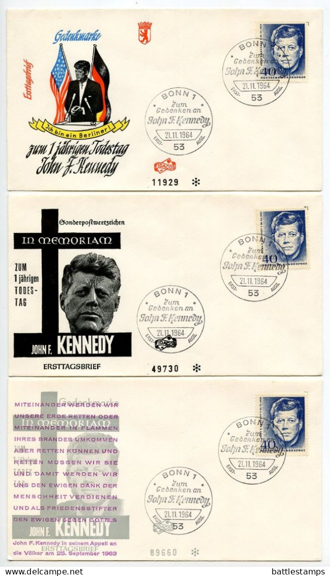 Germany, West 1964 5 FDCs Scott 901 U.S. President John F. Kennedy - 1961-1970