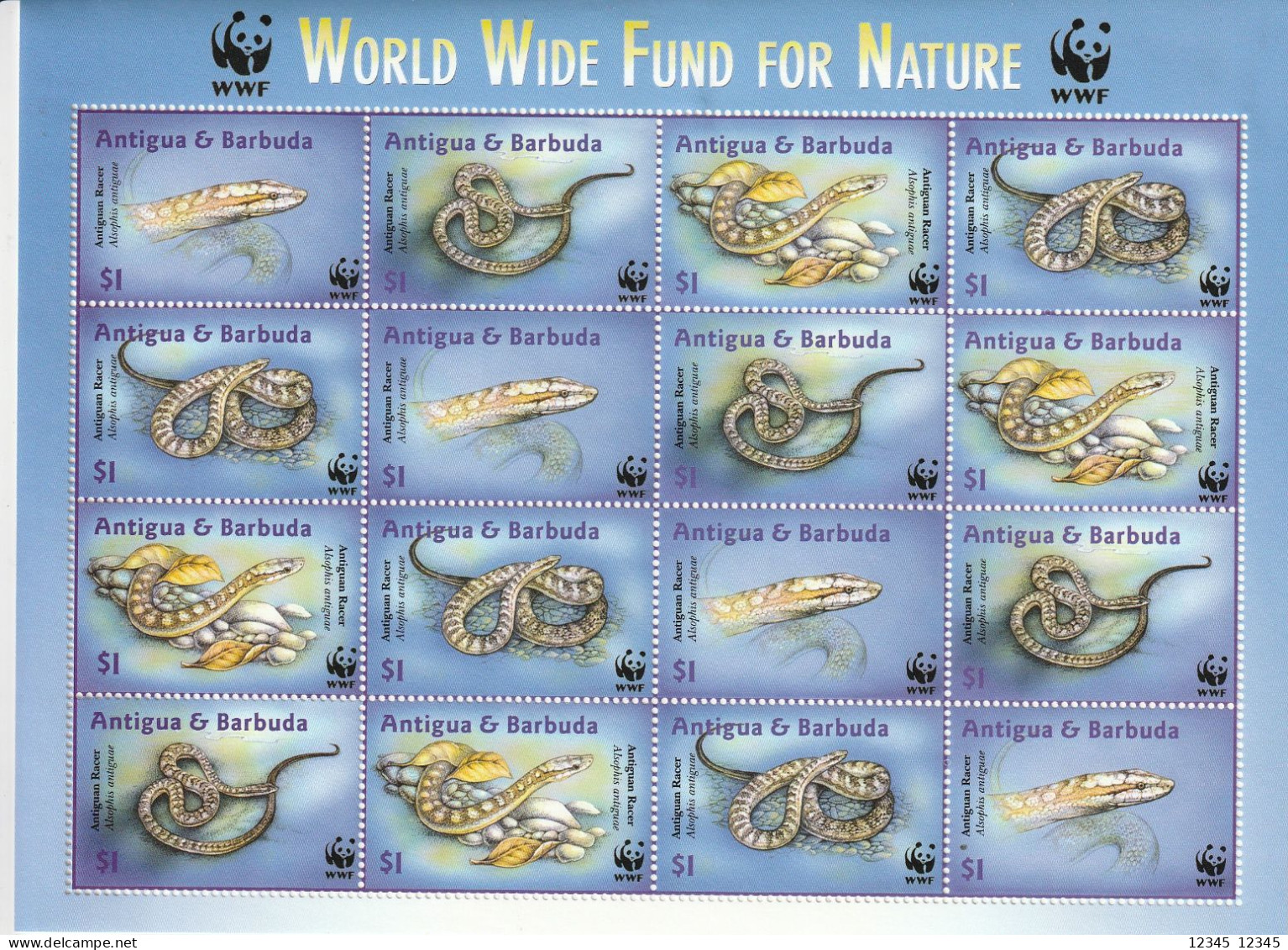 Antigua & Barbuda 2002, Postfris MNH, Snakes - Antigua Y Barbuda (1981-...)