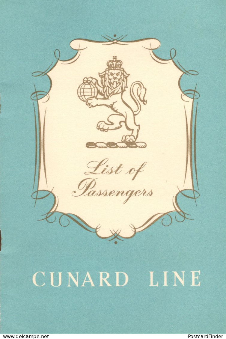 1960 Cunard Line RMS Saxonia Cruise Ship Officers Passenger List Book - Wereld