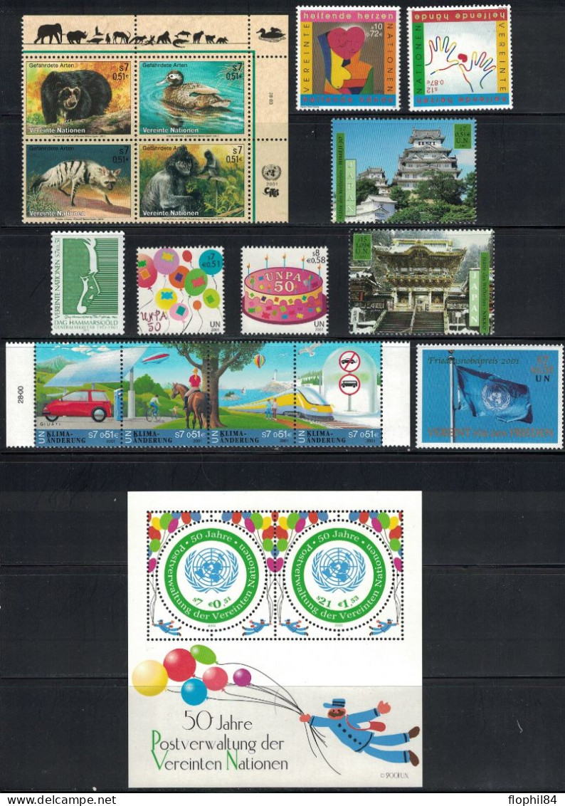 NATIONS UNIES - VIENNE - ENSEMBLE DE TIMBRES BLOCS ET CARNET DE L'ANNEE 2000-2001 - NEUF - FACIALE 28€ - LES 2 CARNETS - Neufs