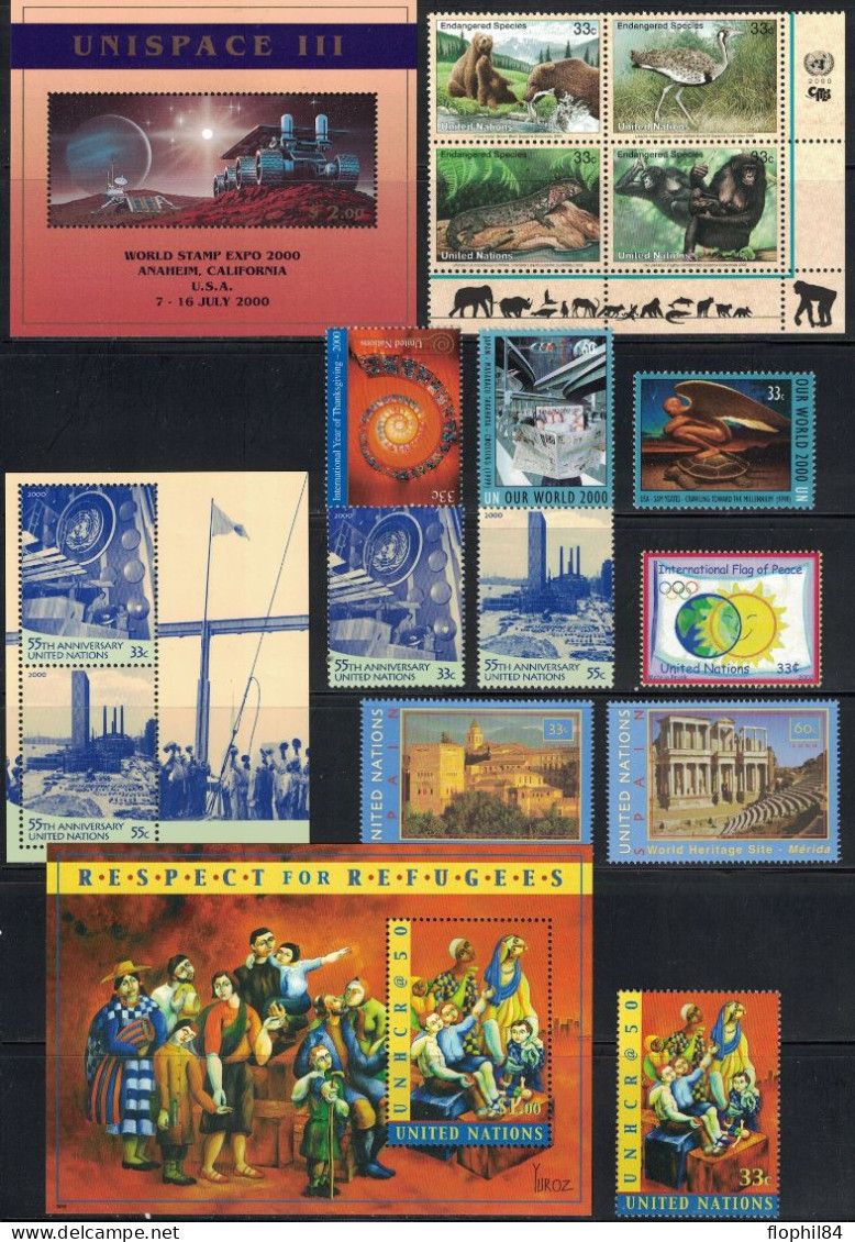 NATIONS UNIES - NEW-YORK - ENSEMBLE DE TIMBRES BLOCS DE L'ANNEE 2000-2001 - NEUF - FACIALE 11€ - Unused Stamps