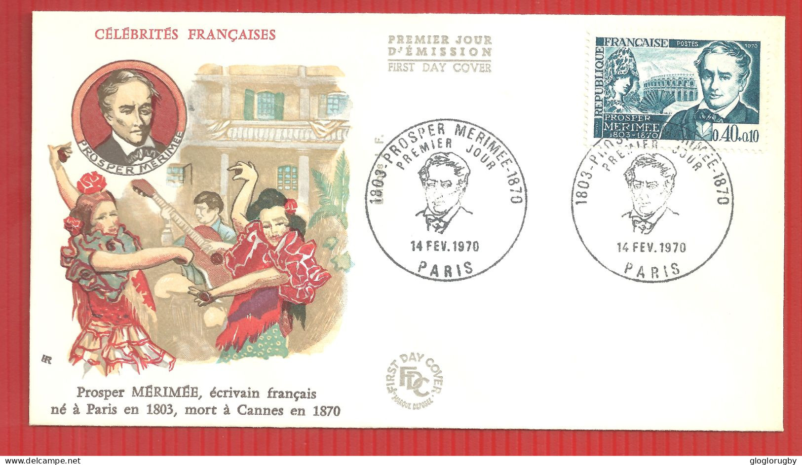 FDC PROSPER MERIMEE PARIS 14 2 1970 - 1970-1979