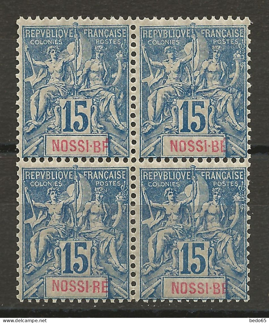 NOSSI-BE N° 32 Bloc Variétée Sans Accent Sur Le E De BE Un F Et Un R NEUF** LUXE SANS CHARNIERE / Hingeless / MNH - Unused Stamps