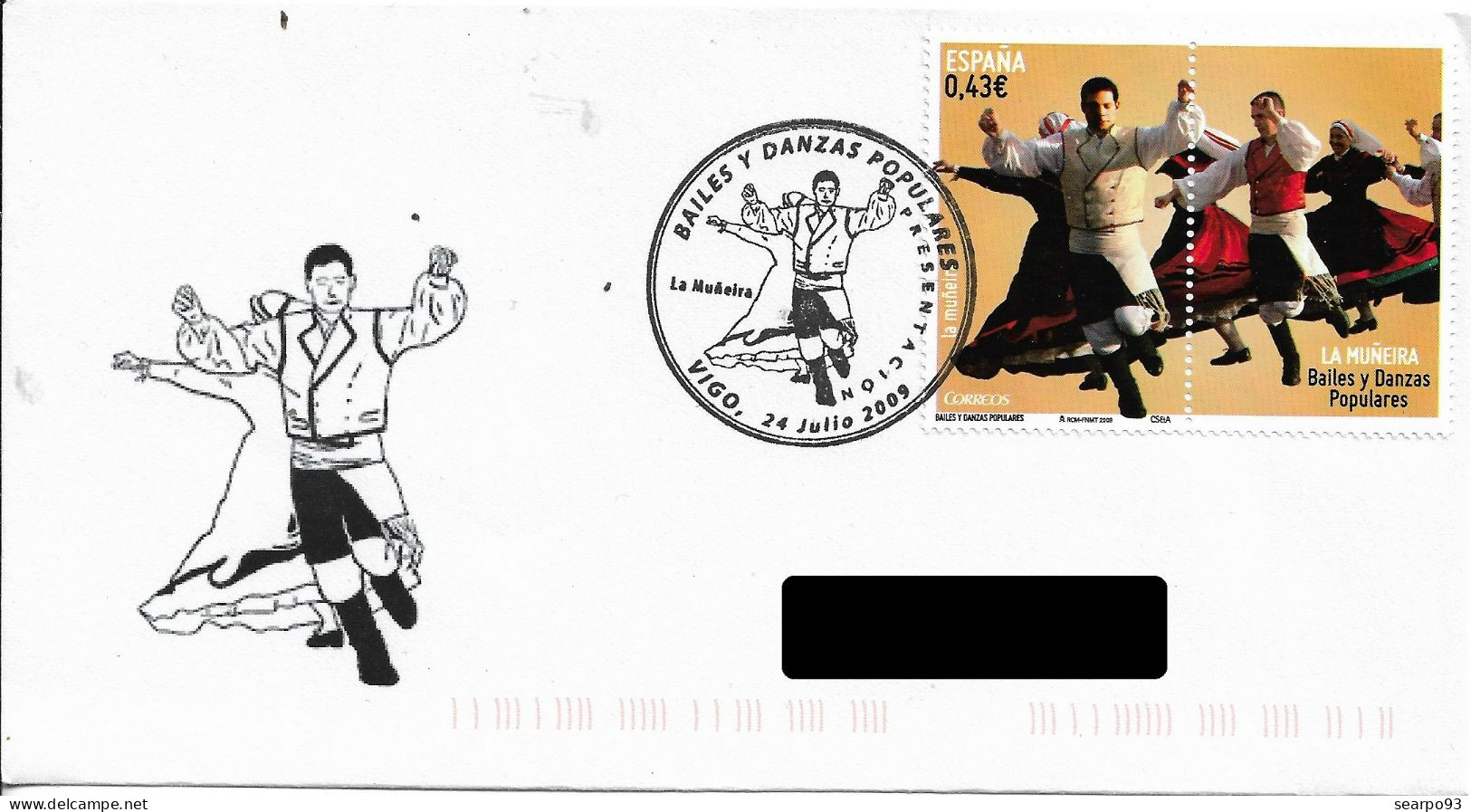 SPAIN. POSTMARK. POPULAR DANCES. FOLKLORE. MUÑEIRA. VIGO. 2009 - Otros & Sin Clasificación