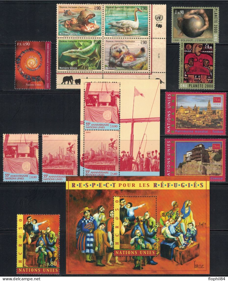 NATIONS UNIES - GENEVE - ENSEMBLE DE TIMBRES BLOCS DE L'ANNEE 2000-2001 - NEUF - FACIALE 19€ - Unused Stamps