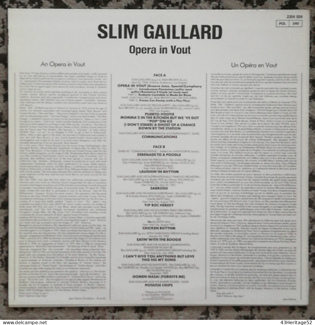SLIM GAILLARD - OPERA IN VOUT  230405540 POL 340 - Jazz