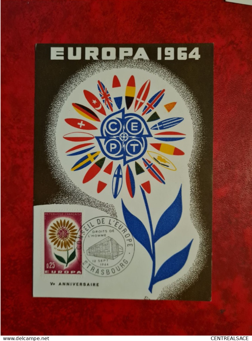 Carte Maxi 1964 STRASBOURG EUROPA CONSEIL EUROPE - Altri & Non Classificati