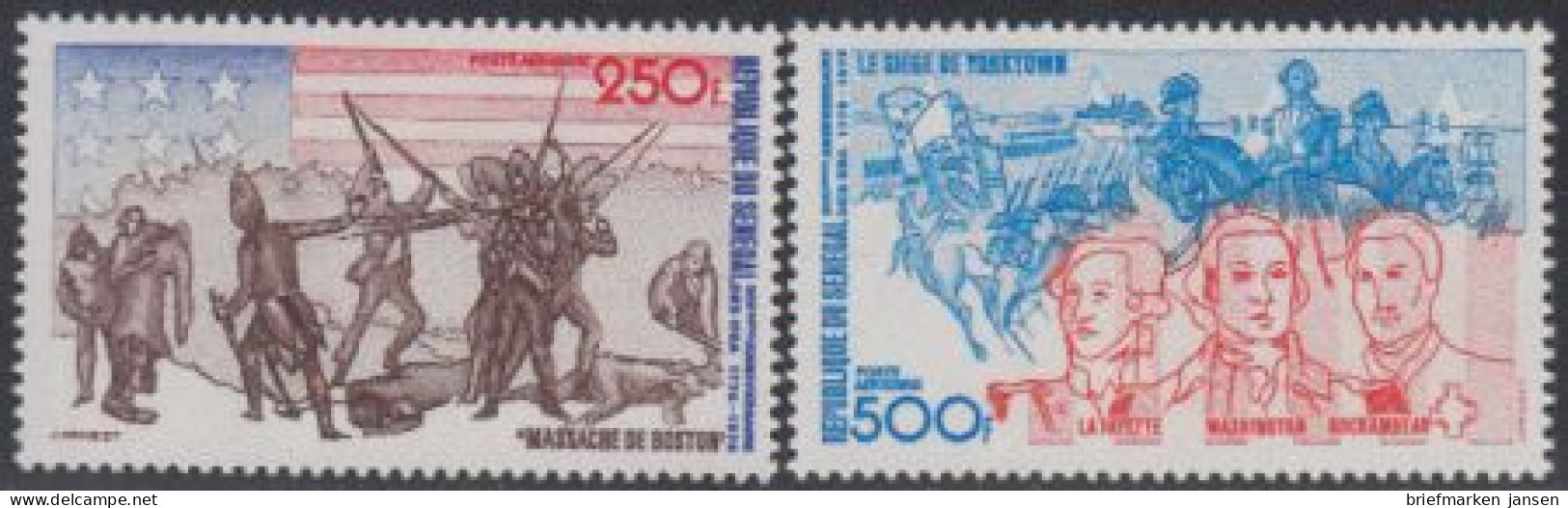 Senegal Mi.Nr. 577-78 200J. Unabhängigkeit Der USA (2 Werte) - Sénégal (1960-...)