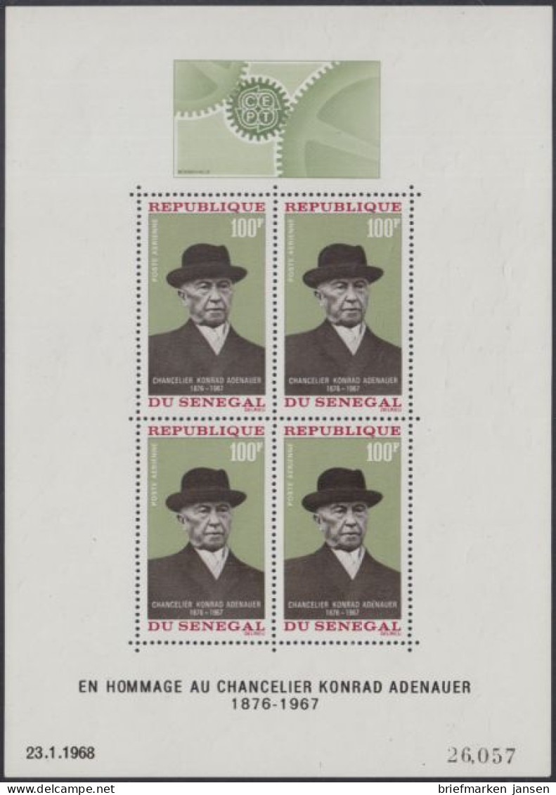 Senegal Mi.Nr. Block 4 1.Todestag Bundeskanzler Konrad Adenauer  - Senegal (1960-...)