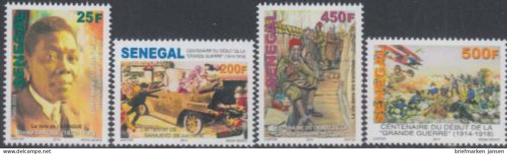 Senegal MiNr. 2216-19 100.Jahrestag Ausbruch Des 1.Weltkrieges (4 Werte) - Sénégal (1960-...)