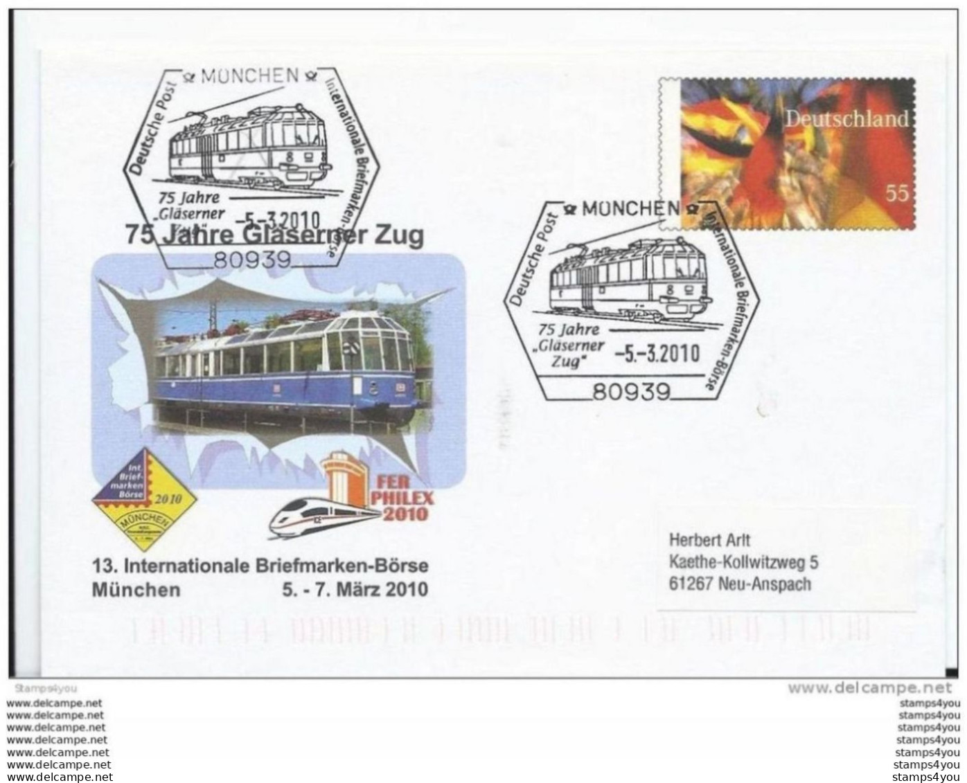 210 - 1 - Entier Postal Allemand Avec Oblit Spéciale De München "75 Jahre Gläserner Zug" 2010 - Tram