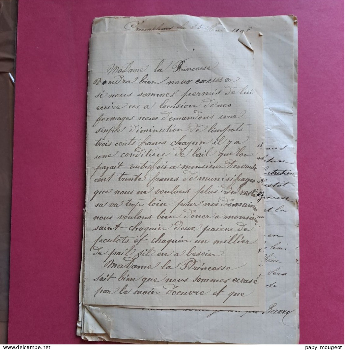 Correspondance Entre La Princesse De Croÿ Et Ses Fermiers, Fermage, Devis De Travaux 1902 - 1903 (8 Pièces) - Manuscripts