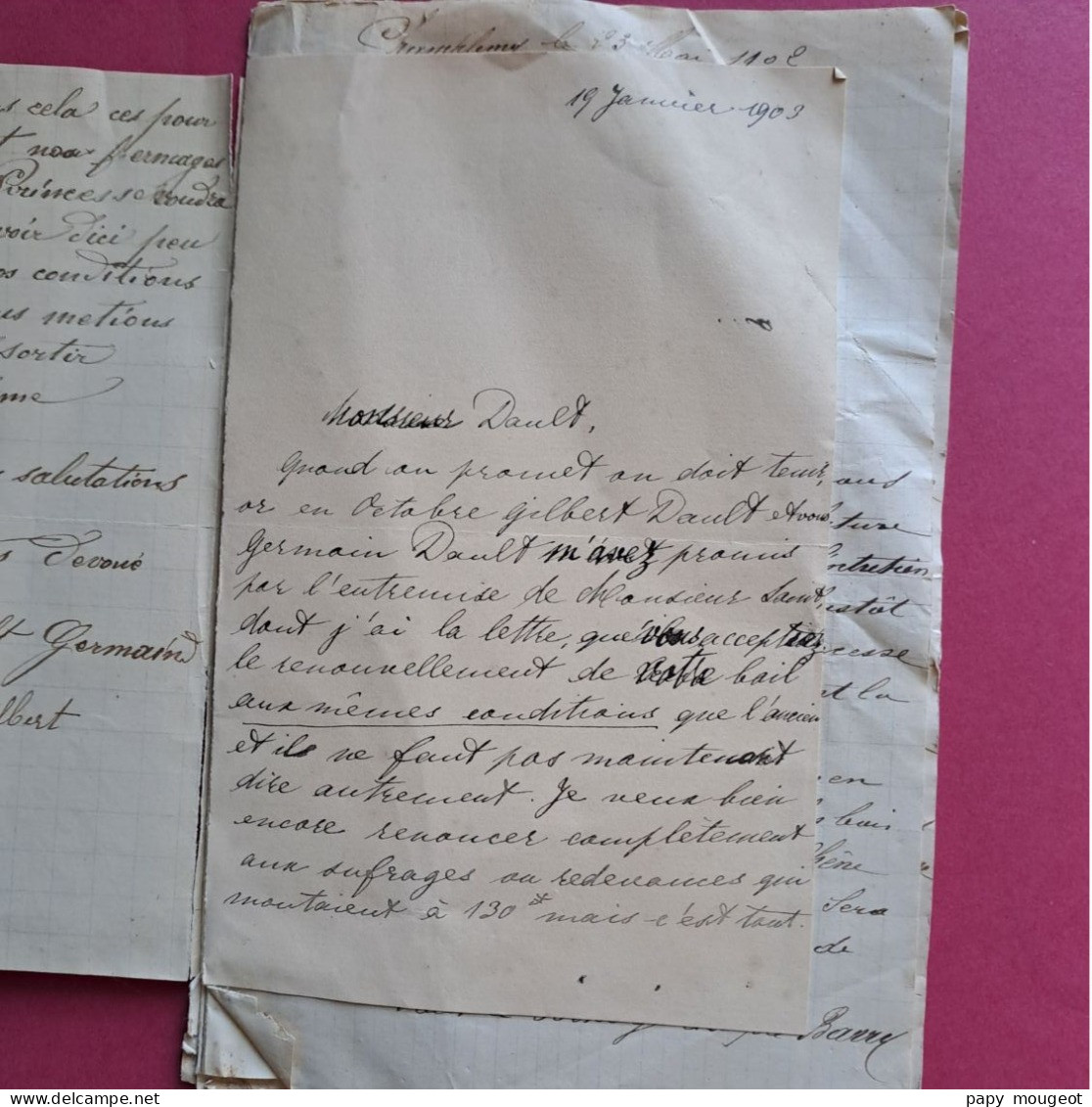 Correspondance Entre La Princesse De Croÿ Et Ses Fermiers, Fermage, Devis De Travaux 1902 - 1903 (8 Pièces) - Manuscrits