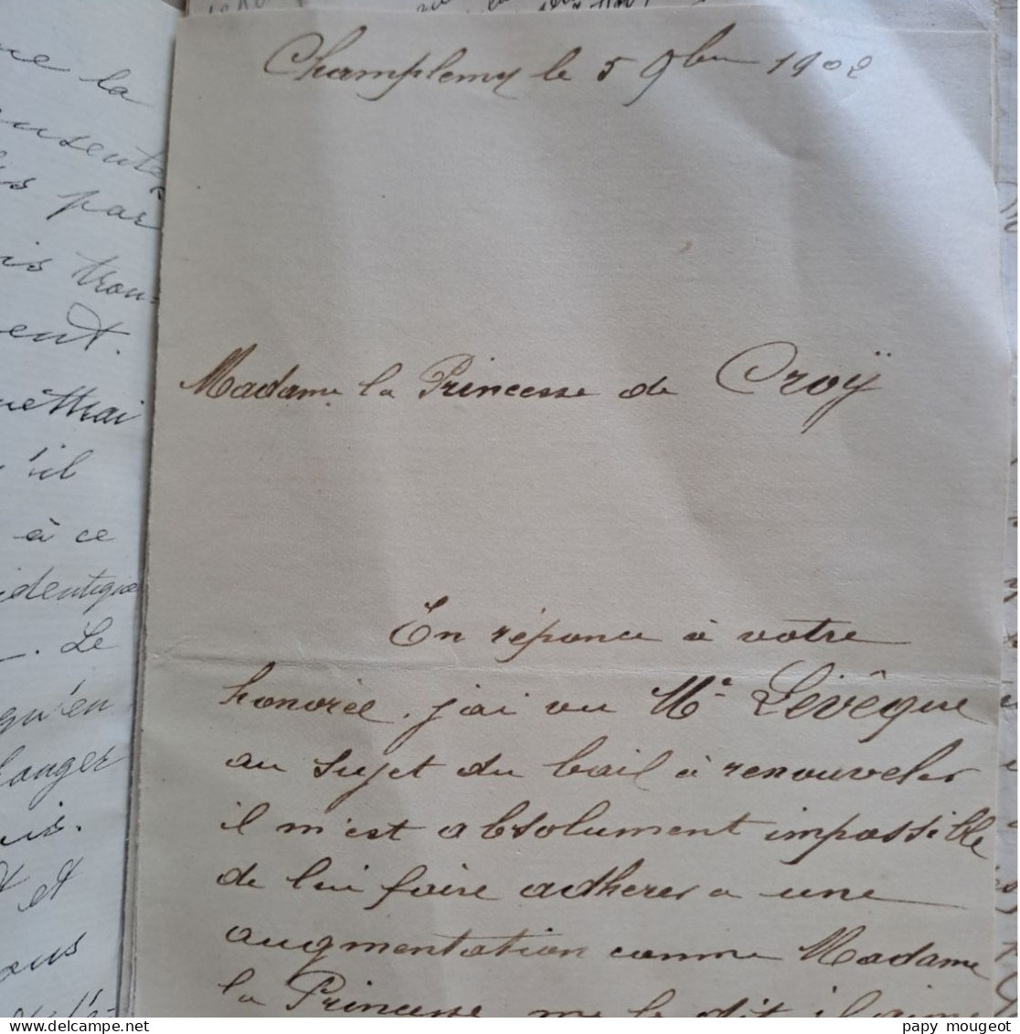 Correspondance Entre La Princesse De Croÿ Et Ses Fermiers, Fermage, Devis De Travaux 1902 - 1903 (8 Pièces) - Manuscripts