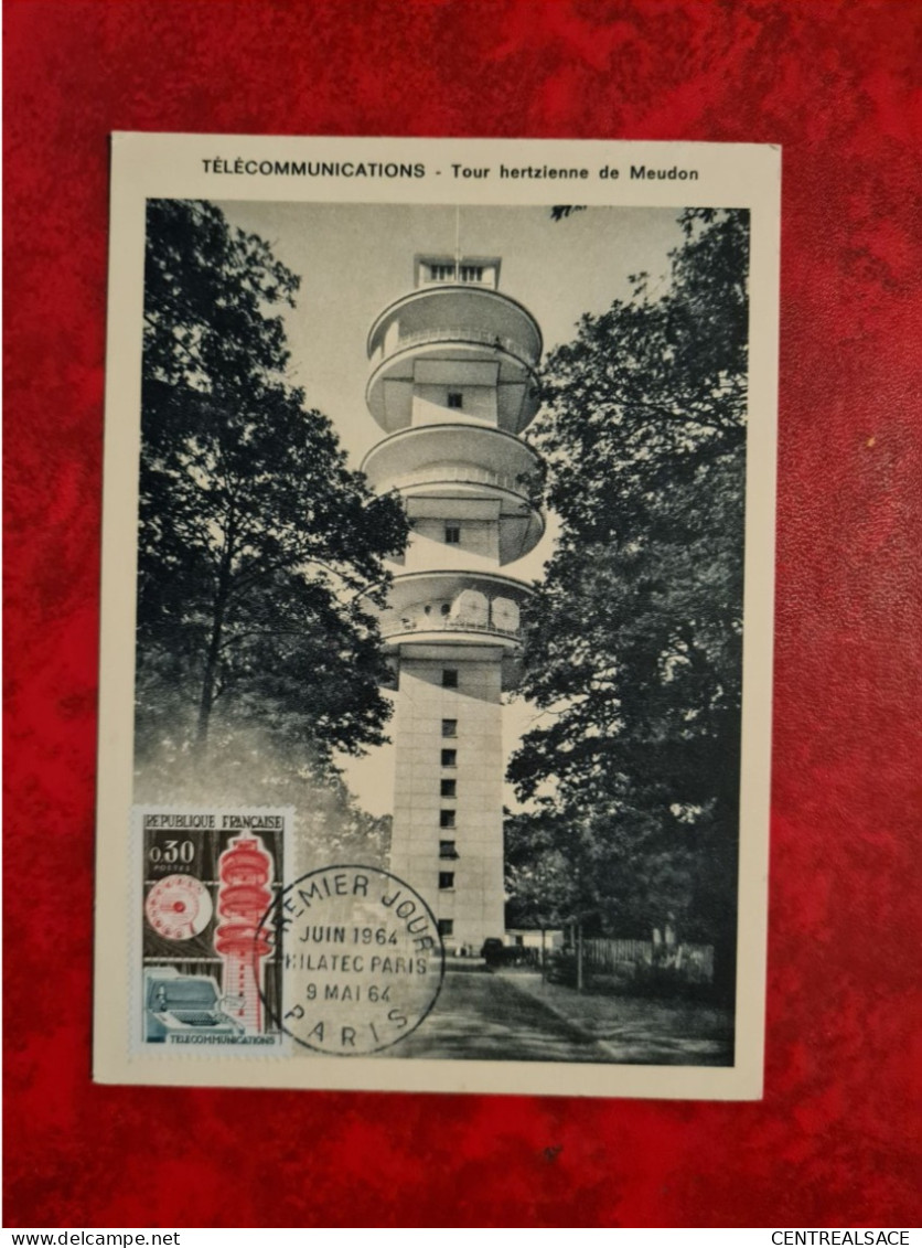 Carte Maxi 1964 PARIS PHILATEC TELECOMMUNICATIONS TOUR HERTZIENNE DE MEUDON - Andere & Zonder Classificatie