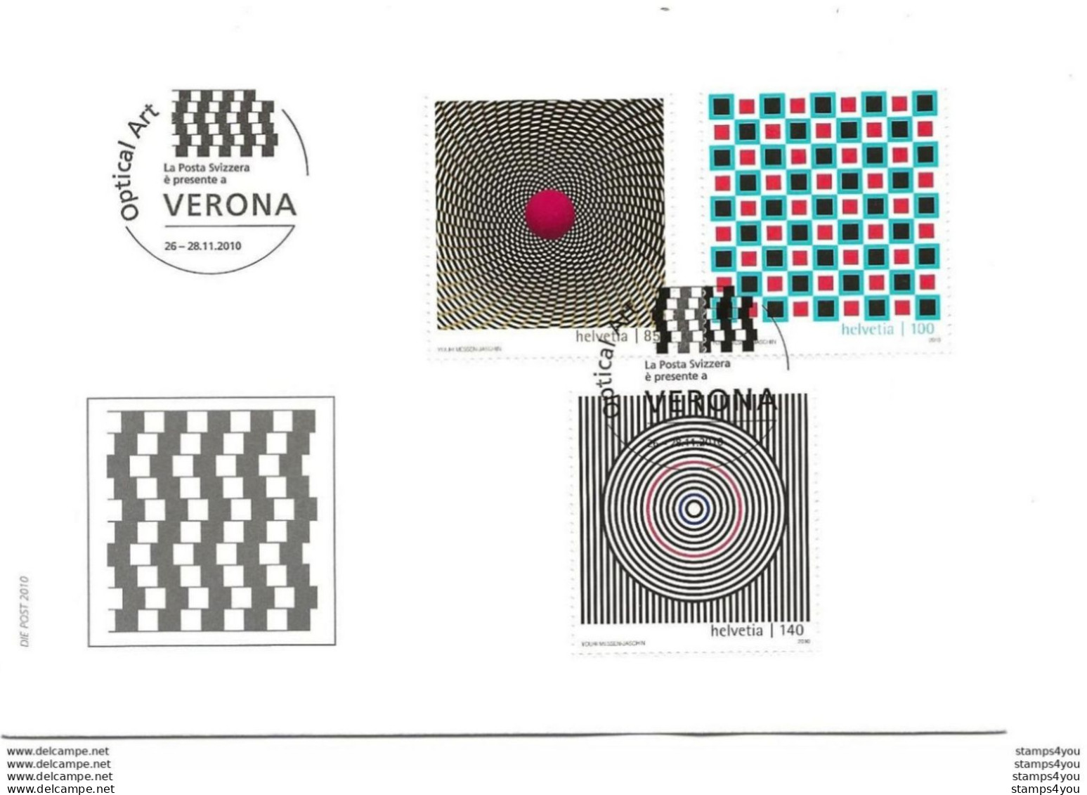 413 - 29 - Enveloppe Avec Série "Optical Art"   Et Oblit Spéciale  "Expo Verona 2010" - Marcophilie