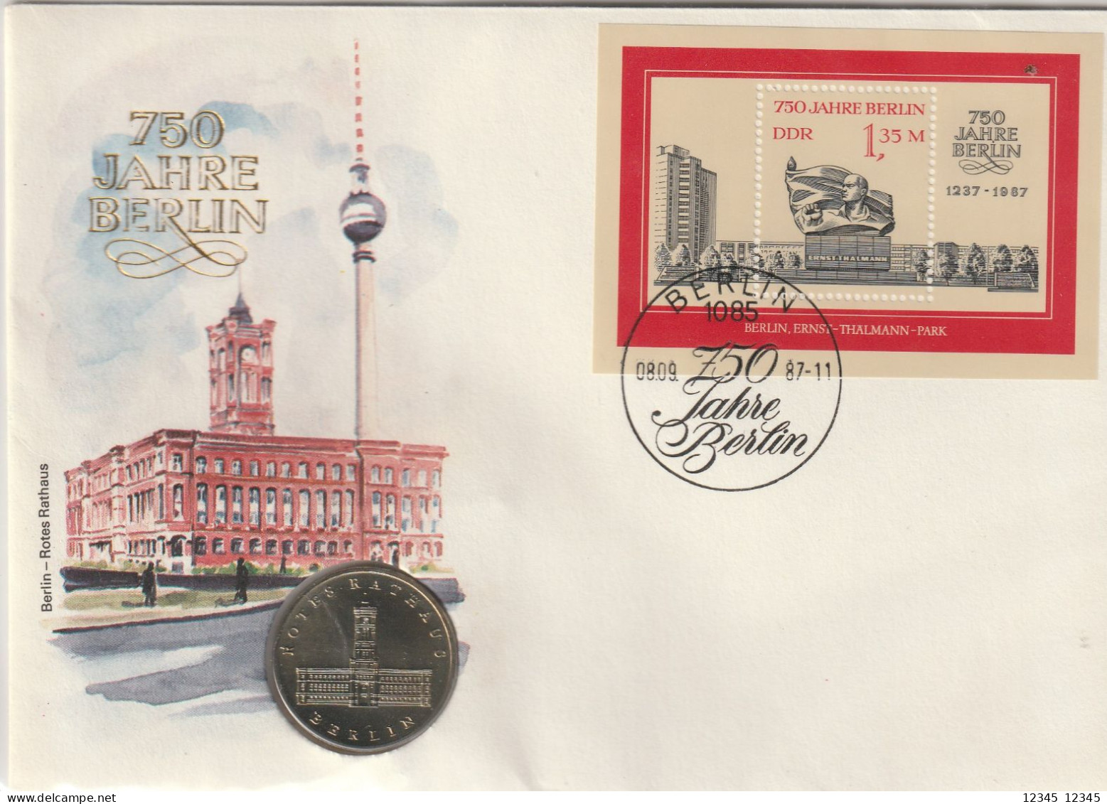 DDR 1987, Letter Unused, 750 Years Berlin - Coin Envelopes