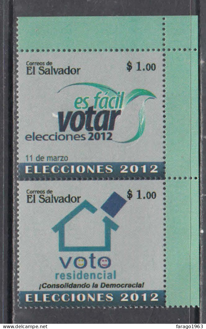 2012 El Salvador Election Democracy Complete Pair MNH - El Salvador